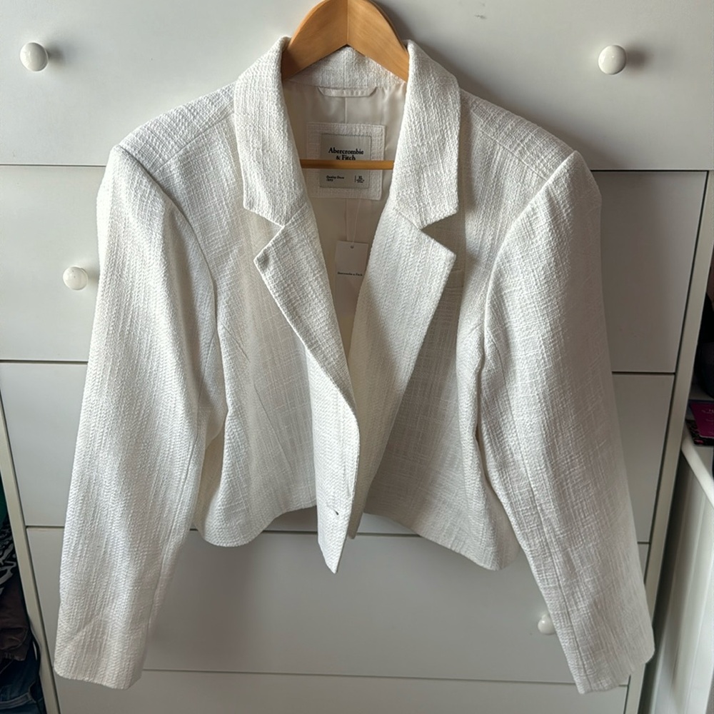 NWT ABERCROMBIE WHITE LINEN BLAZER JACKET
